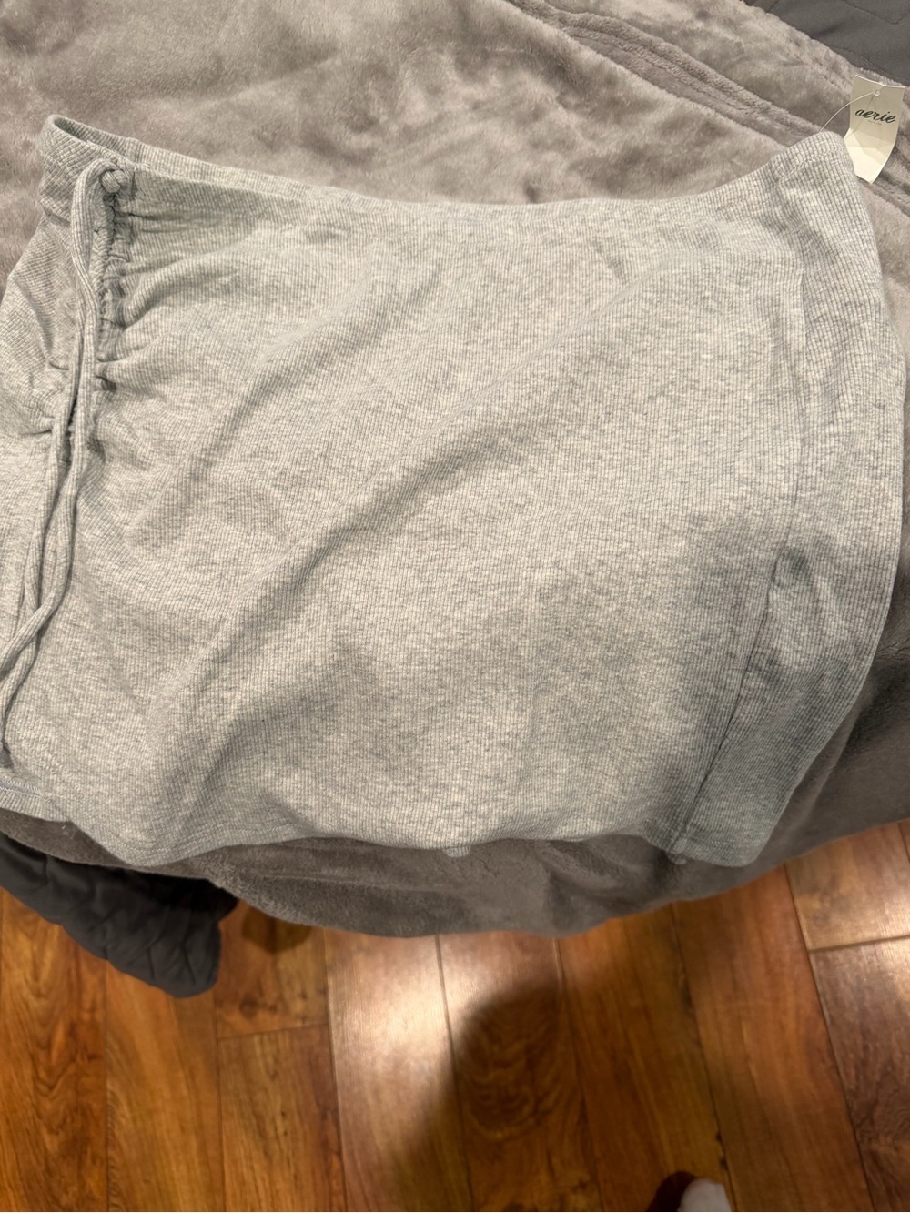 aerie Men's Light Heather Gray Ribbed Athletic Shorts